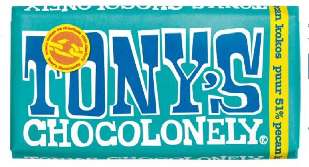 Tonys Chocolonely reep Puur Pecan Kokos 51% - 15 x 180 gram